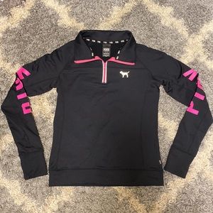 SOLD Victoria’s Secret PINK Small athletic Pullover quarter zip Black & Pink